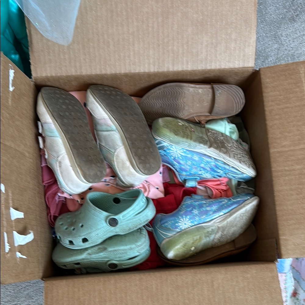 Box of Assorted Footwear with Floral Designs